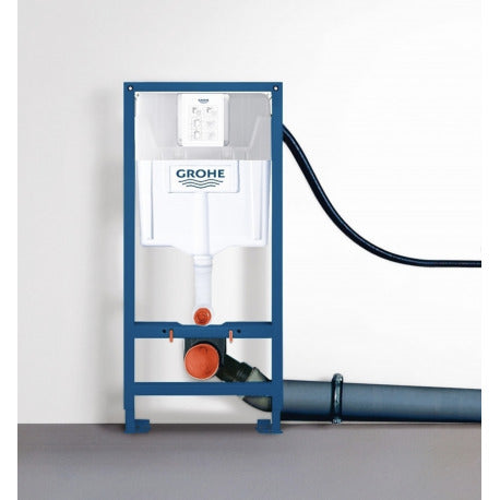 Bâti-support Grohe bleu et blanc pour WC suspendu, système d'installation sanitaire.