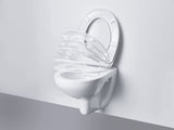 Abattant WC Grohe blanc, siège de toilette mural, mécanisme à fermeture ralentie.