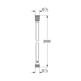 Flexible de douche Grohe, tuyau de douche chromé 2000 mm, couleur argentée