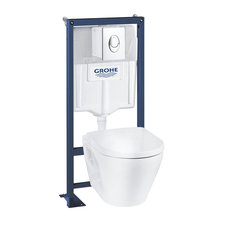 Bâti-support WC suspendu Grohe, blanc, structure métallique apparente.