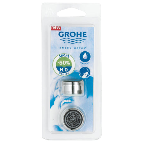 Mousseur robinet Grohe, couleur chromée, en emballage blister.