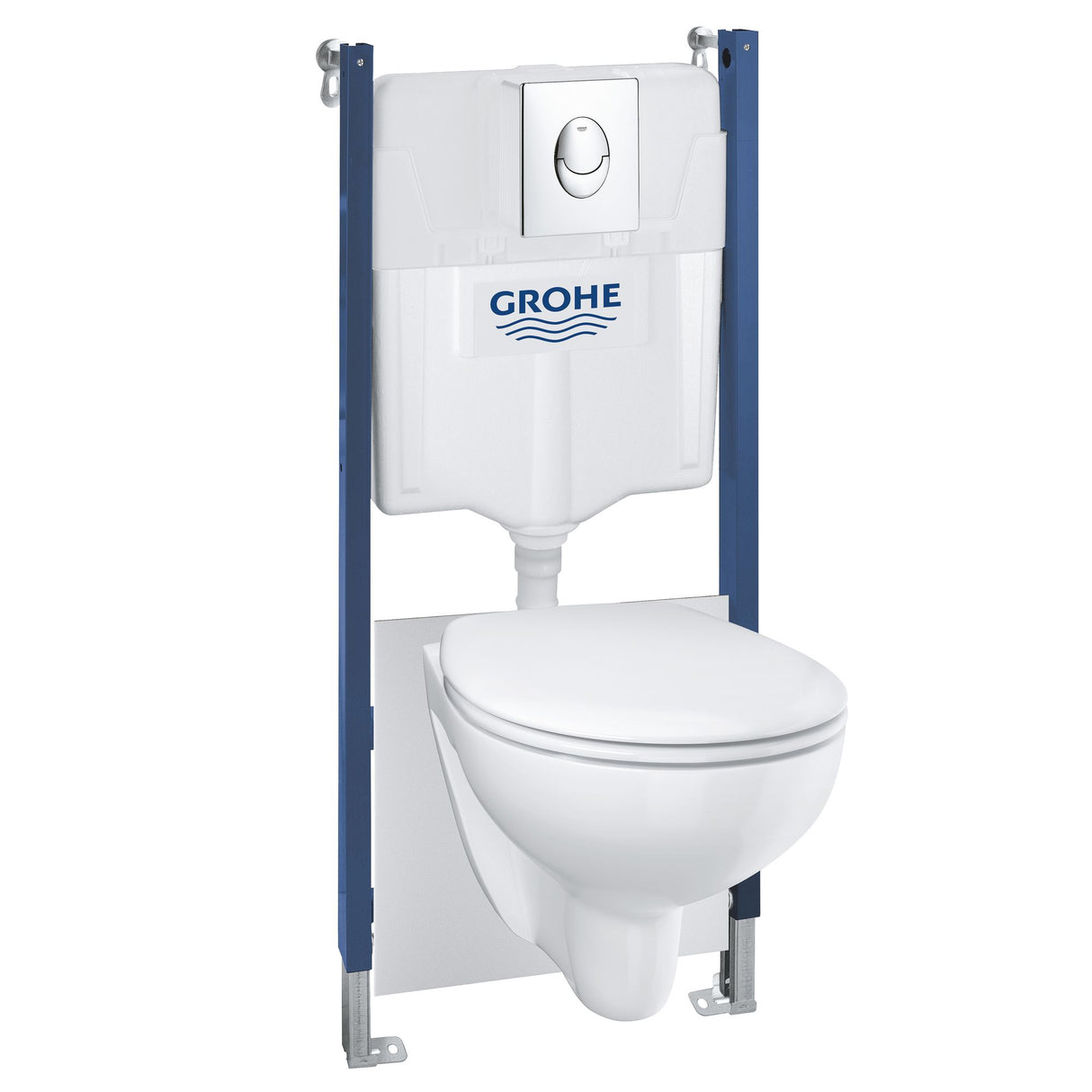 Toilette suspendue blanche avec bâti-support GROHE, sanitaire moderne, couleur blanche
