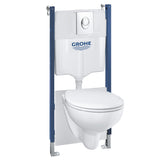 Toilette suspendue blanche avec bâti-support GROHE, sanitaire moderne, couleur blanche