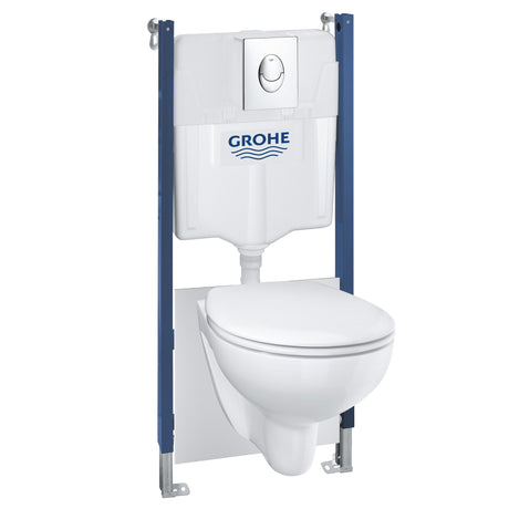 Toilette suspendue blanche avec bâti-support GROHE, sanitaire moderne, couleur blanche