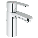 Mitigeur lavabo Grohe chromé, robinetterie salle de bain couleur argent, design moderne.