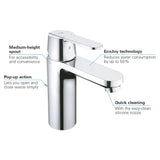 Mitigeur Grohe, robinet de lavabo, finition chromée, design moderne