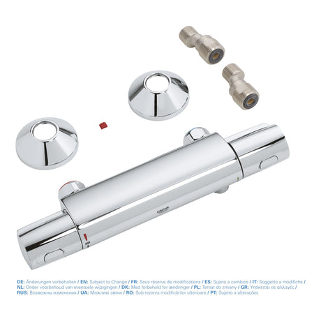 Mitigeur thermostatique Grohe, robinet de douche, couleur chrome, avec accessoires