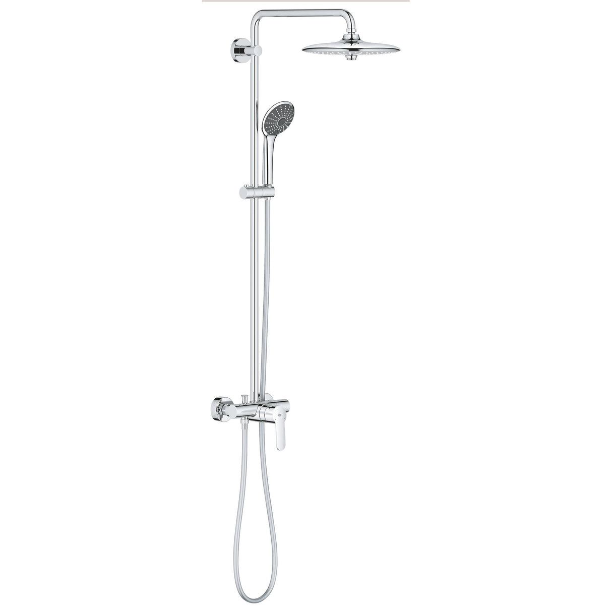 Colonne de douche Grohe, ensemble complet, couleur chrome, design moderne.