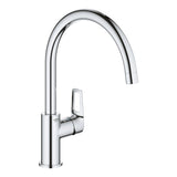 Mitigeur Grohe, robinet de cuisine, couleur chrome, design moderne élégant