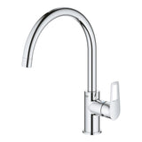 Mitigeur de cuisine Grohe, robinet en chrome, design moderne et poignée latérale