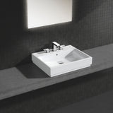 Lavabo blanc Grohe, rectangulaire, robinetterie chromée, salle de bain moderne