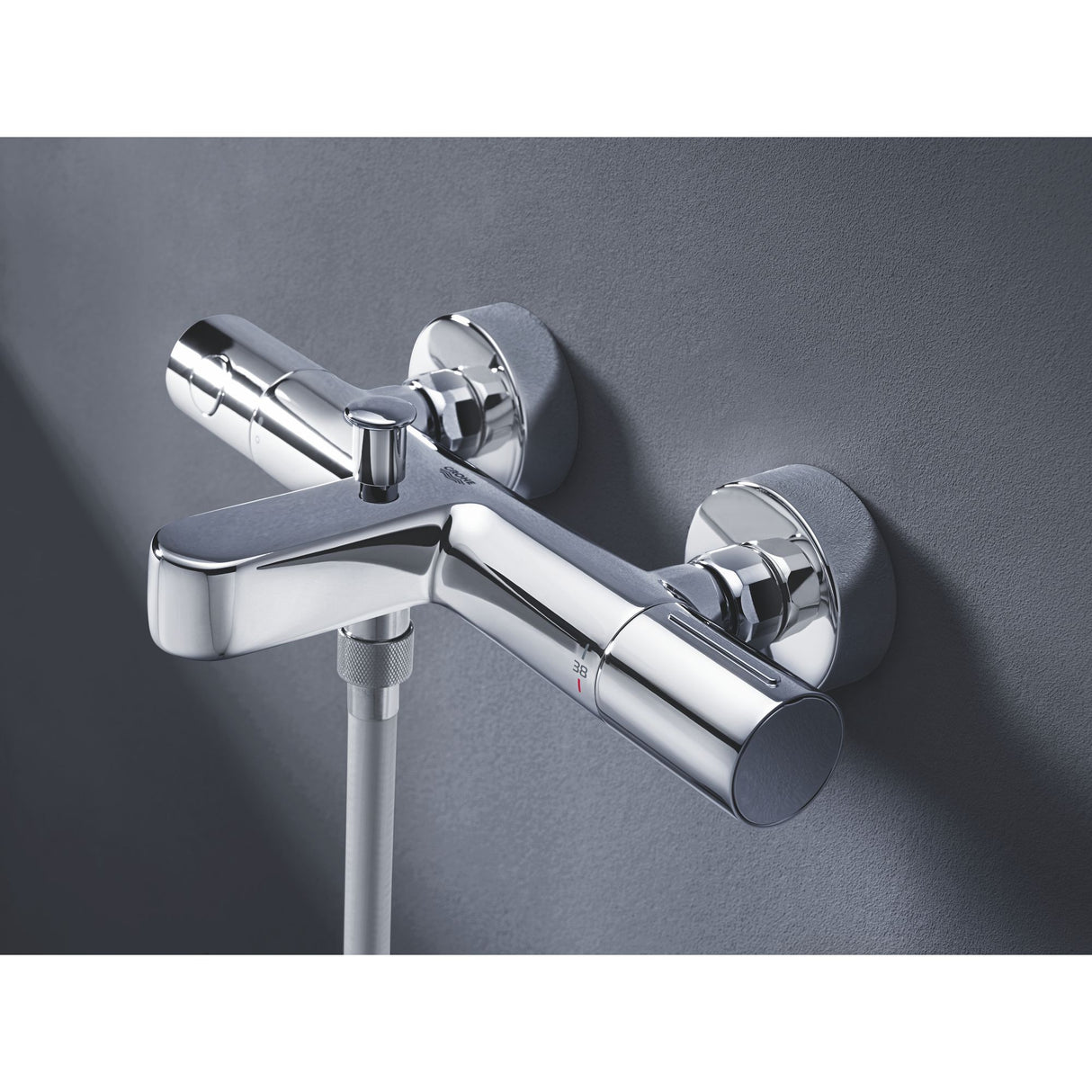 Mitigeur de bain thermostatique Grohe, robinet mural couleur chrome brillant