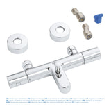 Mitigeur de baignoire chromé Grohe avec accessoires, robinet design moderne, couleur argentée