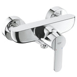 Mitigeur de douche Grohe chromé, robinet moderne mural, couleur argentée