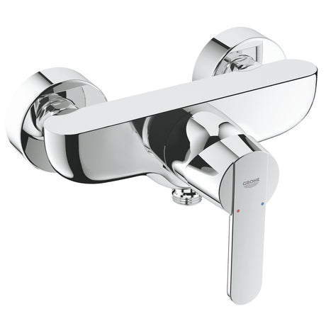 Mitigeur de douche Grohe chromé, robinet moderne mural, couleur argentée