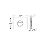 Plaque de commande Grohe, rectangle, couleur chrome, dimensions 197x156 mm
