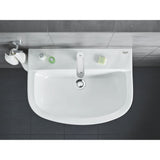 Lavabo blanc Grohe, vasque salle de bain rectangulaire, robinet chromé, couleur blanche