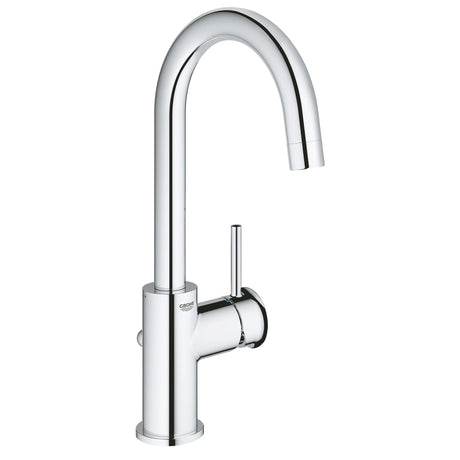 Mitigeur Grohe robinet cuisine couleur chrome, design moderne et poignée latérale.