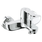 Mitigeur baignoire chromé Grohe, robinet de salle de bain, couleur argentée brillante