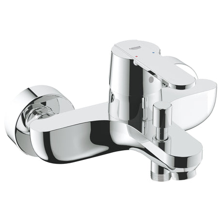 Mitigeur baignoire chromé Grohe, robinet de salle de bain, couleur argentée brillante