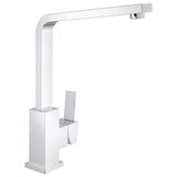 Mitigeur de cuisine Grohe chromé, design moderne, bec carré, couleur argentée