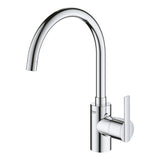 Mitigeur cuisine Grohe chromé, robinet design moderne, couleur argentée