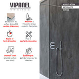 Panneau mural VIPANEL, type panneau décoratif, couleur béton anthracite, dans une douche.