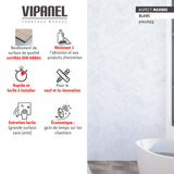 Panneau mural VIPANEL aspect marbre blanc, revêtement mural pour salle de bain.