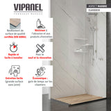 Panneau mural VIPANEL aspect marbre blanc pour douche, marque VIPANEL, couleur blanc marbré.