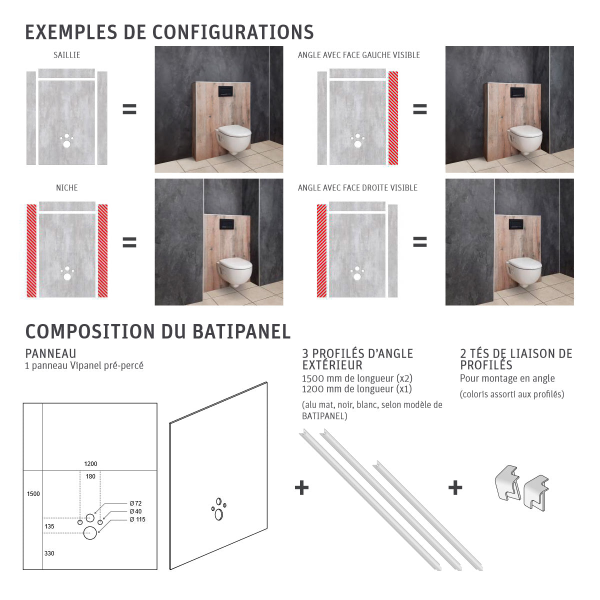 Panneau Vipanell finition bois pour WC, kit d'habillage mural couleur bois clair, marque Vipanell.