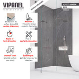 Panneaux muraux VIPANEL, type revêtement mural, couleur noir aspect ardoise pour salle de bain.