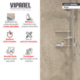 Panneau mural VIPANEL, type panneau mural, couleur beige aspect marbre, posé dans une douche.