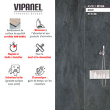 Panneau mural VIPANEL aspect béton noir, revêtement mural décoratif pour salle de bain.