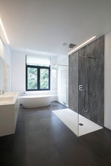 Douche Vipanel, panneau mural, couleur béton noir, marque Vipanel, salle de bain moderne