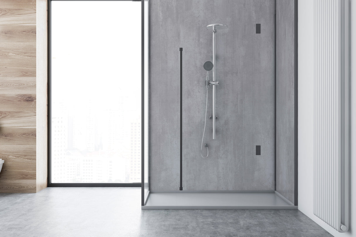 Paroi de douche Vipanel, type panneau mural, couleur béton gris mat perle