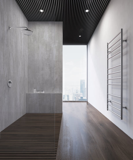 Paroi douche Vipanel couleur gris béton, aspect mat, marque Vipanel.