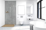 Douche Vipanel, panneau mural de marque, couleur béton anthracite, salle de bain moderne.