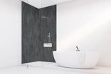 Douche d'angle Vipanel, panneau mural mat perle, couleur béton noir, aspect moderne