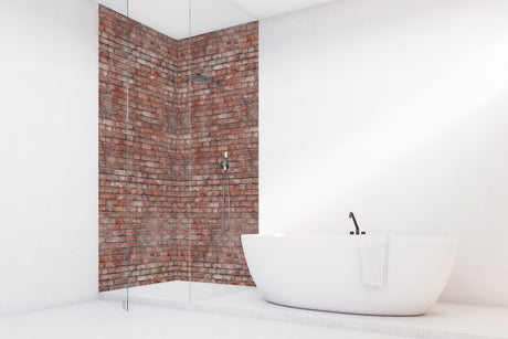 Panneau mural de douche VIPANEL, type Velvet, couleur pierre brique rouge.