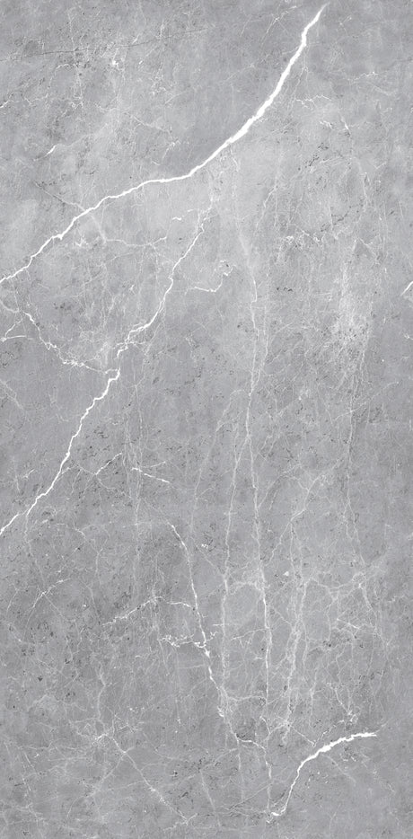 Carrelage Brillant Aragon, type carreau, couleur anthracite, effet marbre gris veiné.