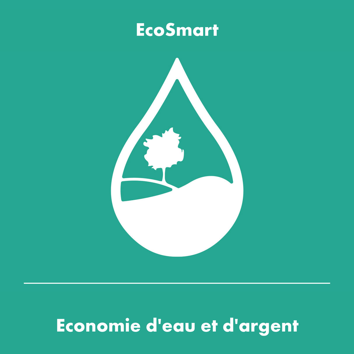 EcoSmart, économiseur d'eau Hansgrohe, vert, symbole goutte et arbre, économie d'eau.