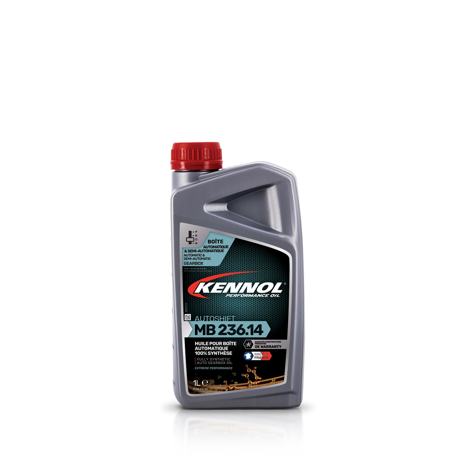 Huile de transmission Kennol Autoshipt MB 236.14 grise, flacon 1L, bouchon rouge.