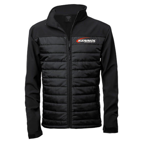 Veste polaire noire Kennol, blouson matelassé avec logo, vêtement chaud homme.
