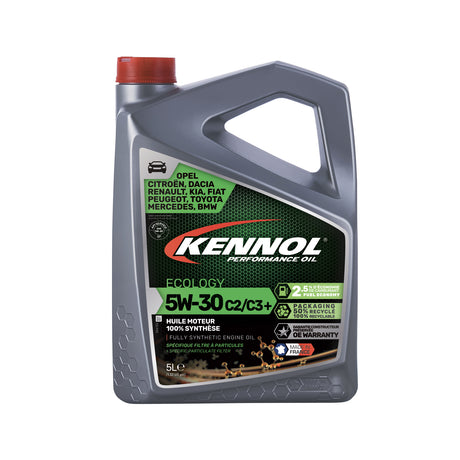 Huile moteur grise Kennol Ecology 5W-30 C2/C3+ synthétique, bidon 5L, bouchon rouge