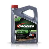 Bidon gris d’huile moteur KENNOL 0W-30 C2, type huile synthétique, étiquette verte.