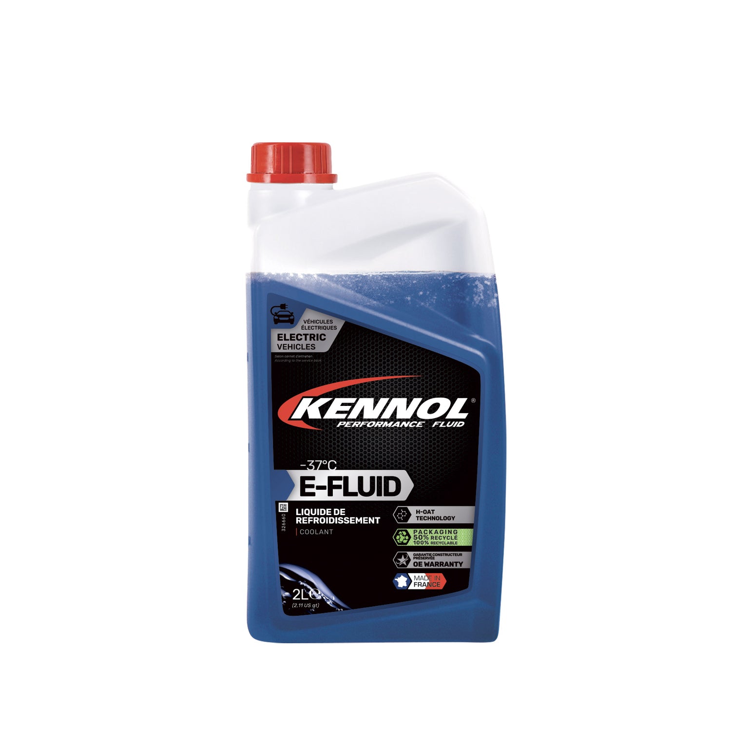 Liquide de refroidissement bleu Kennol E-Fluid 2L, bidon pour véhicules électriques