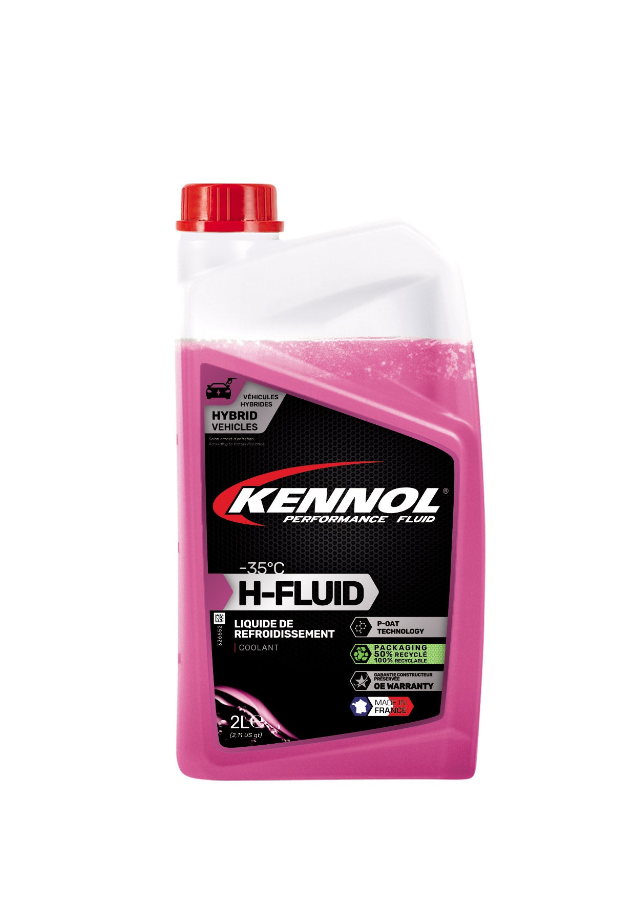 Bidon Kennol liquide de refroidissement H-FLUID rose pour véhicules hybrides