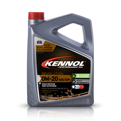 Bidon gris huile moteur KENNOL 0W20 508/509, synthétique, bouchon rouge