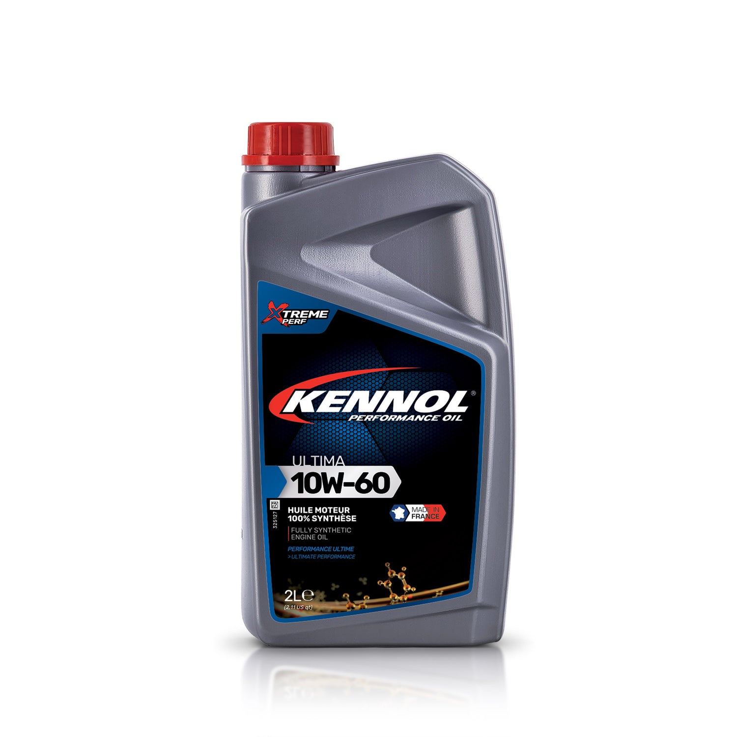 Huile moteur grise Kennol Ultima 10W-60, bidon 2L, synthétique, bouchon rouge.