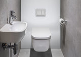 Toilette suspendue VIPANEL, type WC, couleur blanc, design moderne.